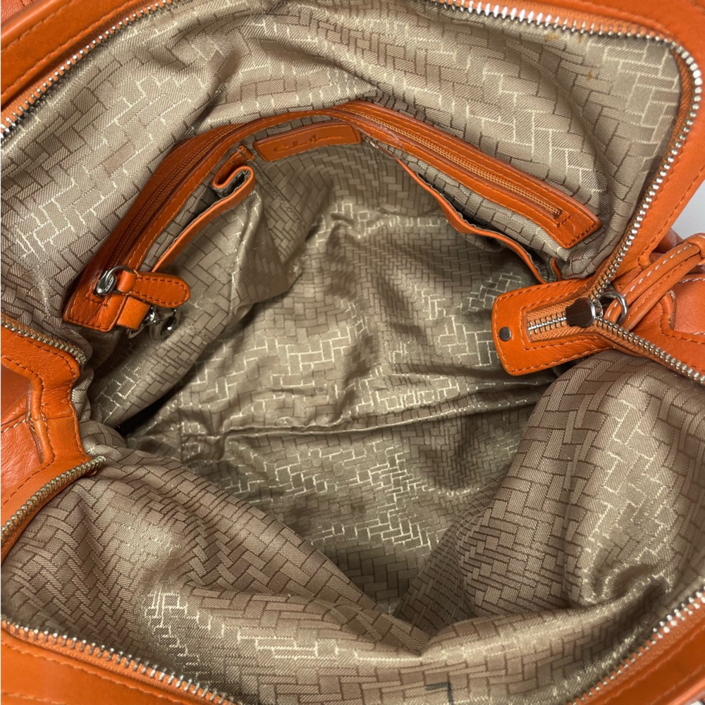 Cole Haan Orange Leather Hobo Shoulder Bag Purse Handbag Slouchy Boho Satchel - Picture 7 of 8